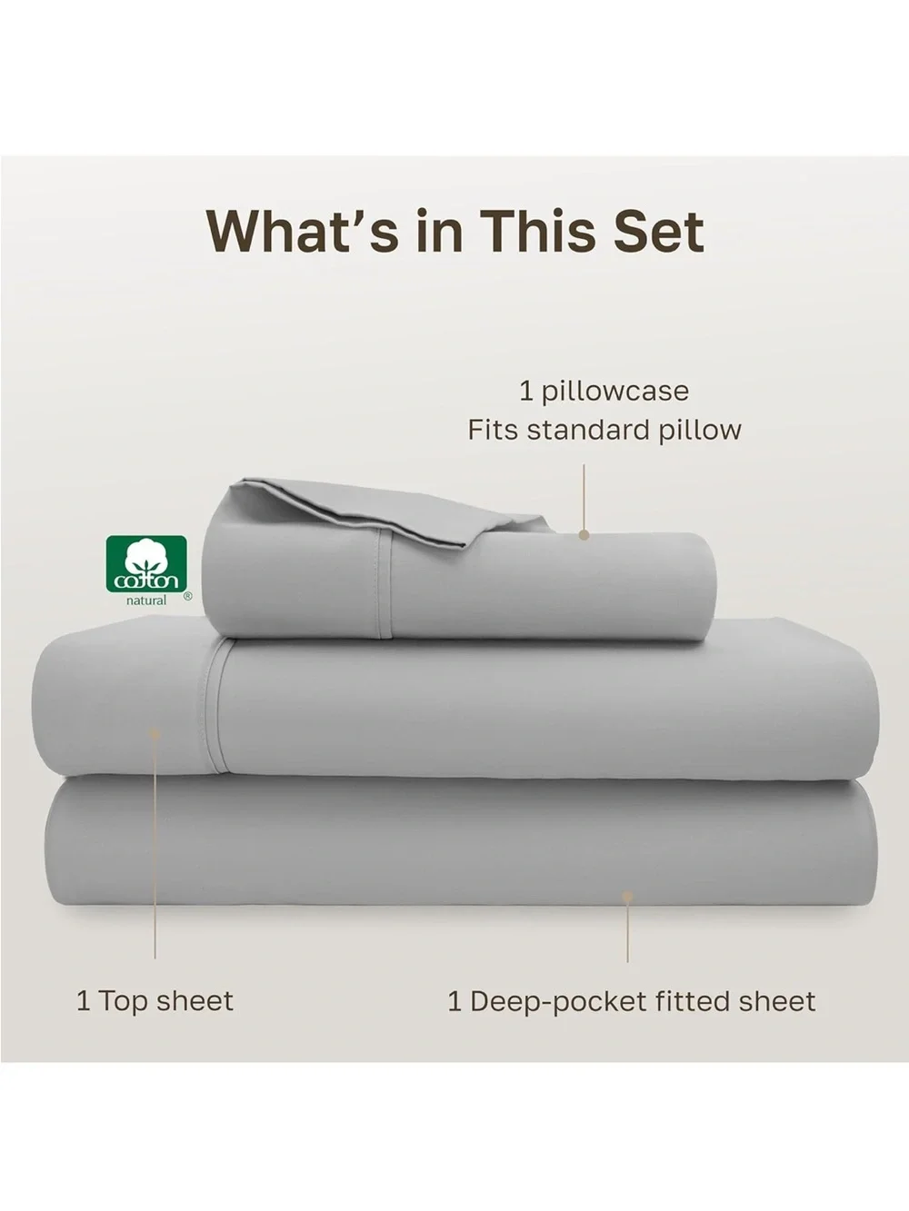 California Design Den Sheet Set Twin XL Light Grey